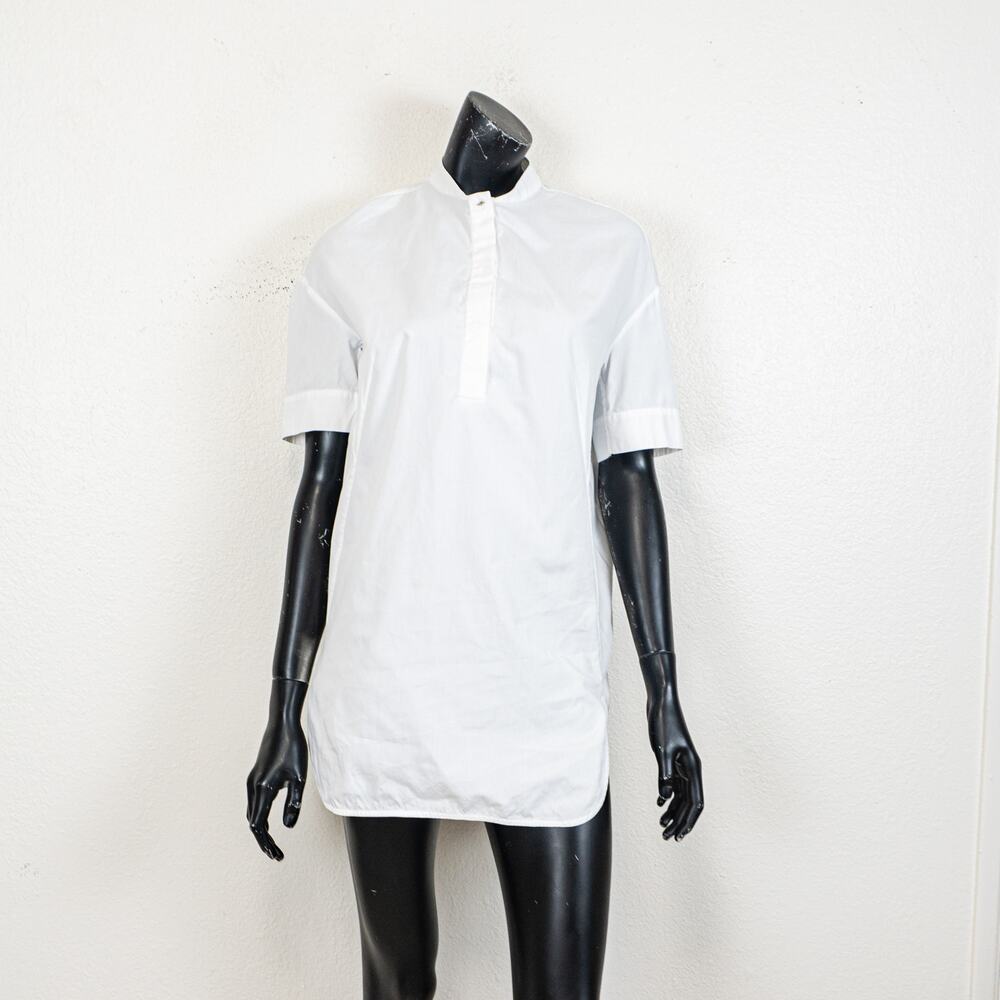 Balenciaga Paris Band Collar Tunic Shirt Dress in White Cotton size 38 - Picture 2 of 11